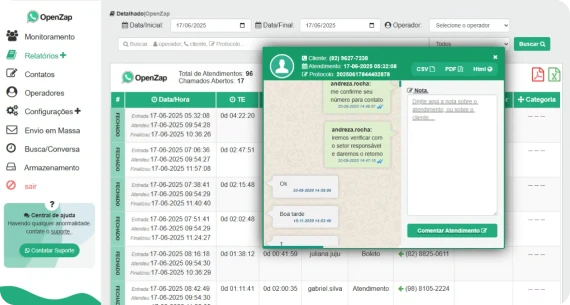 Registro e arquivamento de conversas